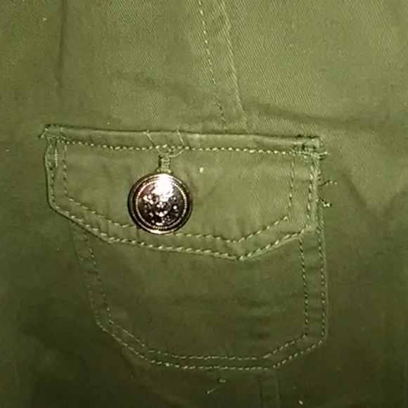 Khaki cargo type jacket lots of silver buttons - Picture 5 of 8